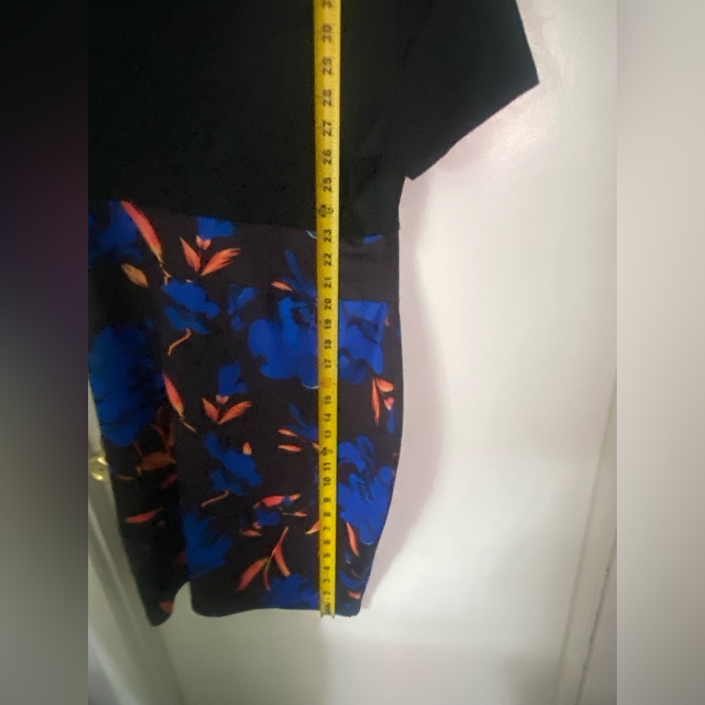 Women’s Casual Dress | Size Large | Short Sleeved | Stretchy | Blue Black Orange - Picture 12 of 13